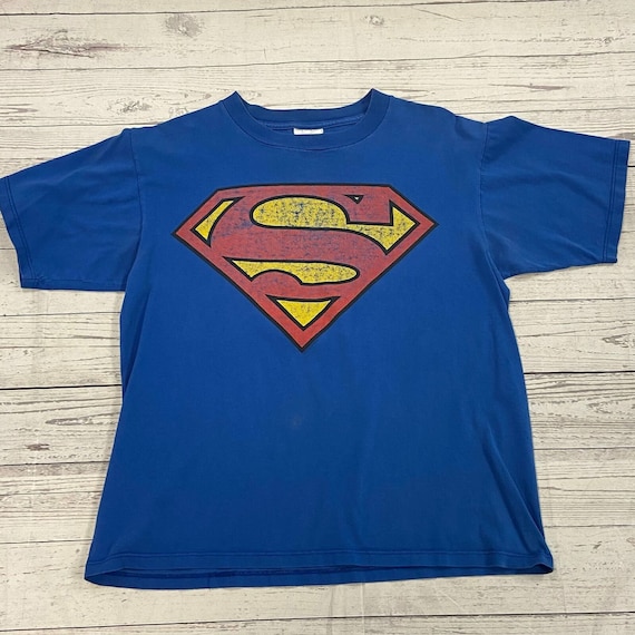 Vintage Superman Blue Short Sleeve Graphic T-Shir… - image 1