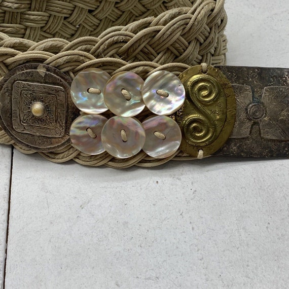 Vintage Marjorie Baer Sf Braided Brown Ivory Belt… - image 2