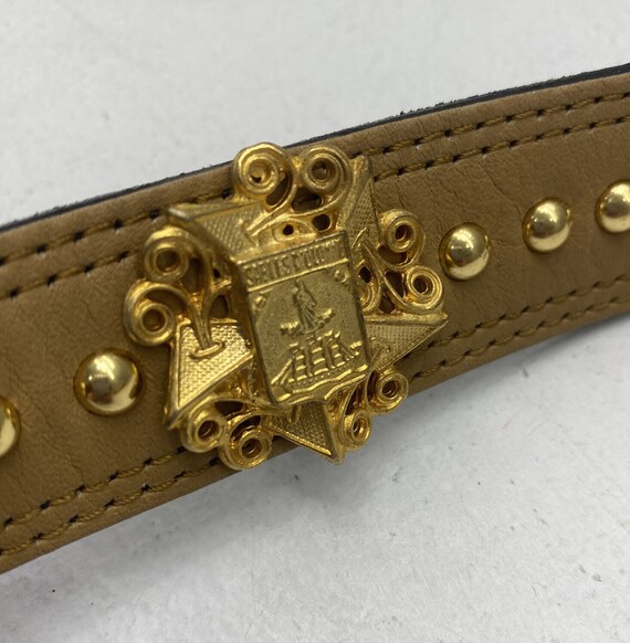 Vintage San Marcos Genuine Leather Belts Tan/Gold… - image 4