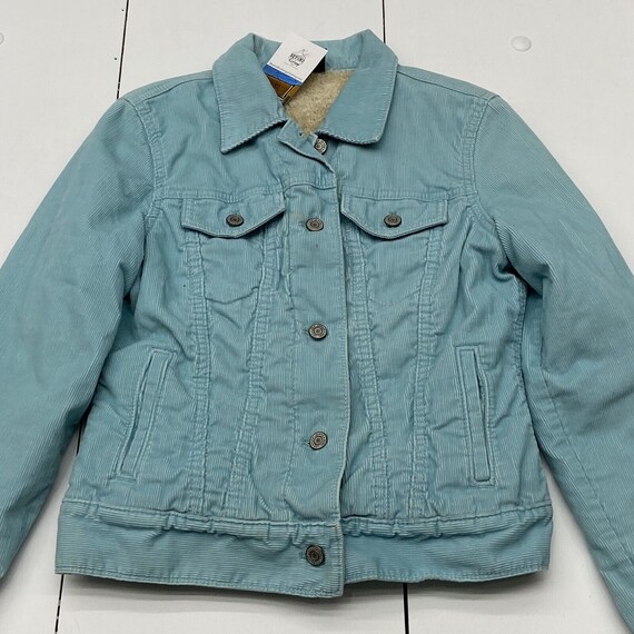 Vintage GAP Teal Textured Button Up Crop Jacket F… - image 2