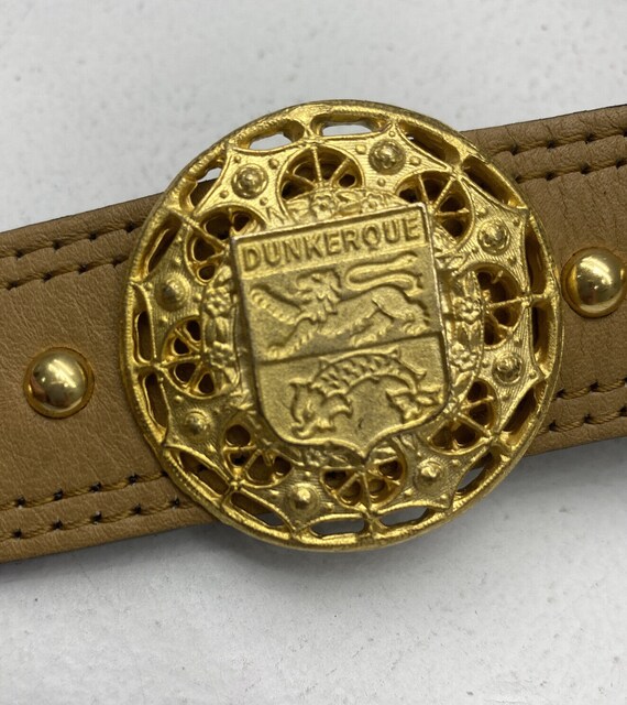Vintage San Marcos Genuine Leather Belts Tan/Gold… - image 5
