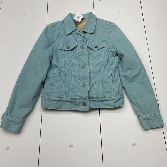 Vintage GAP Teal Textured Button Up Crop Jacket F… - image 1