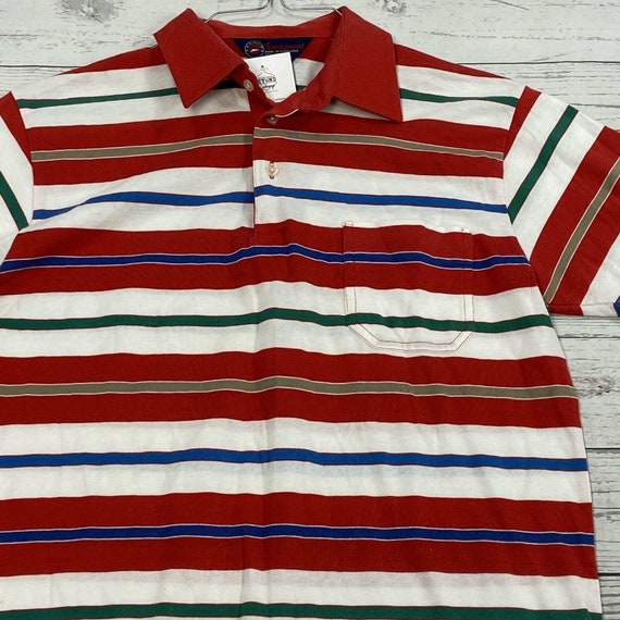 Vintage Arrow Red Stripe Short Sleeve Polo Shirt … - image 2