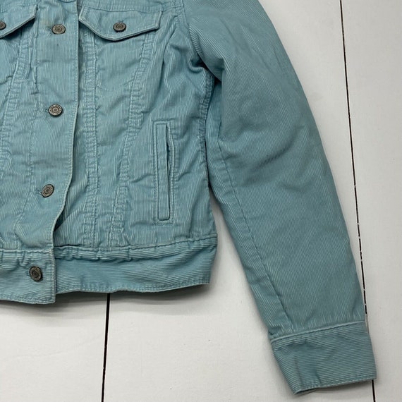 Vintage GAP Teal Textured Button Up Crop Jacket F… - image 3