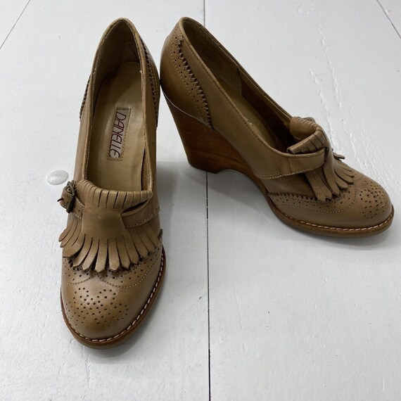 Vintage Danelle Nut Meg Brown Leather Wedged Wingtip Shoes Womens Size 7.5 Etsy