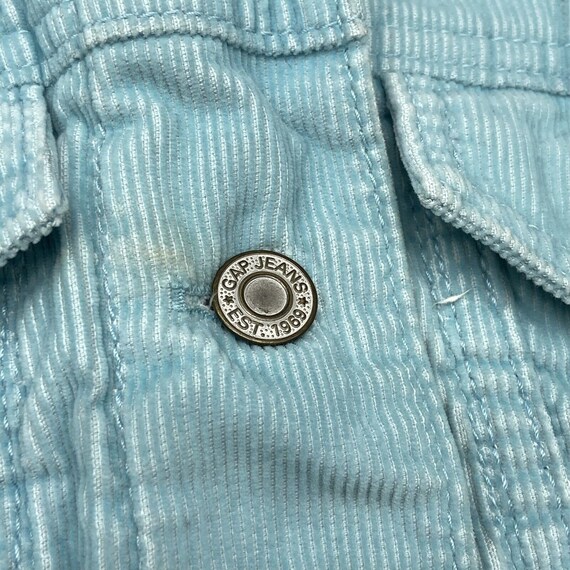 Vintage GAP Teal Textured Button Up Crop Jacket F… - image 4