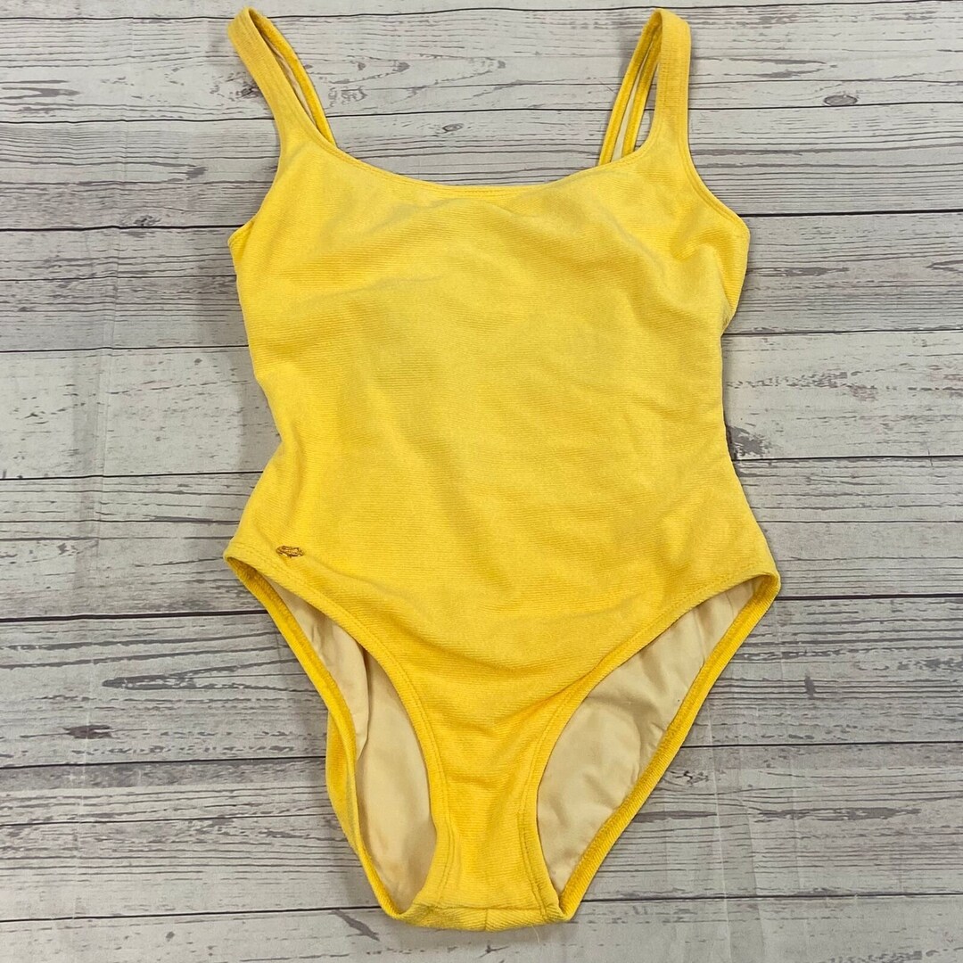 Vintage Sessa Yellow Terry Cloth One Piece Swimsuit Bathing - Etsy