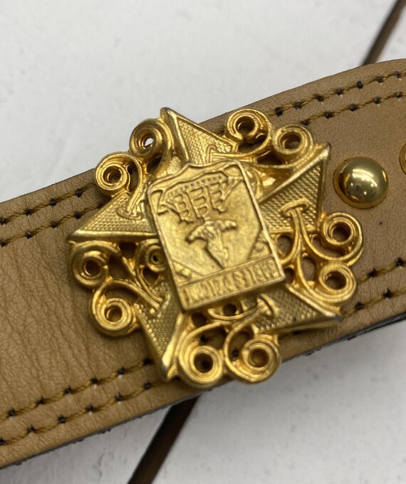 Vintage San Marcos Genuine Leather Belts Tan/Gold… - image 6