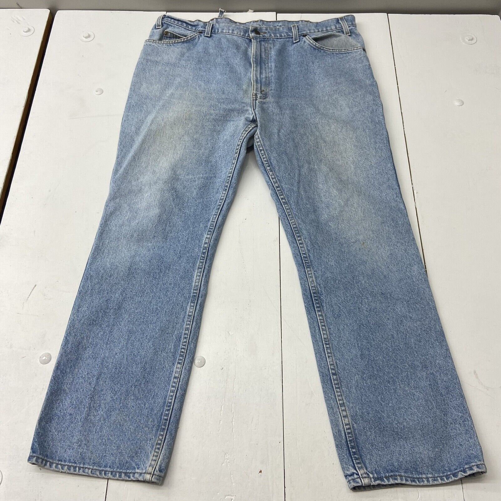 Vintage Levis Blue Denim Jeans Leather Tag Men Size 42 X 32 Made