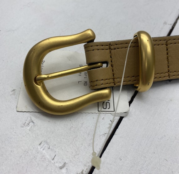 Vintage San Marcos Genuine Leather Belts Tan/Gold… - image 2