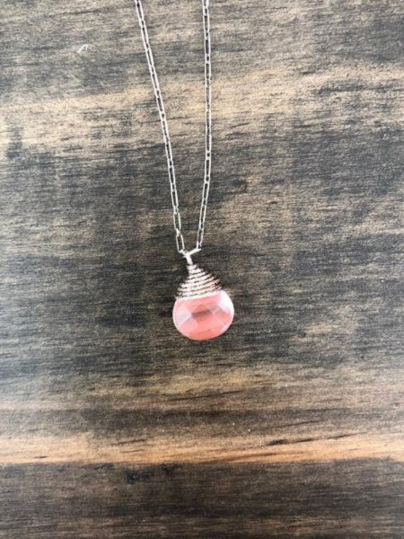 DOGEARED Healing Gem Sterling Silver Necklace Faceted Cherry