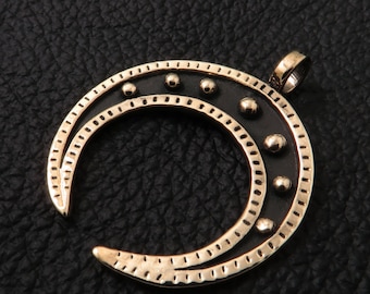 Solid Bronze Lunula Amulet. Slavic Jewelry. Pagan. Moon. Historical Reenactment.