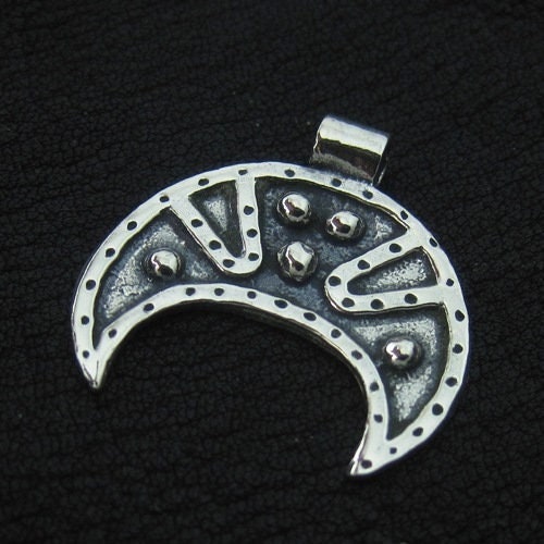 925 Silver Lunula Amulet. Slavic Jewelry. Pagan. Moon. Historical Reenactment.
