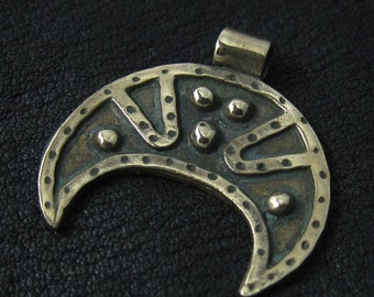 Solid Bronze Lunula Amulet. Slavic Jewelry. Pagan. Moon. Historical Reenactment.