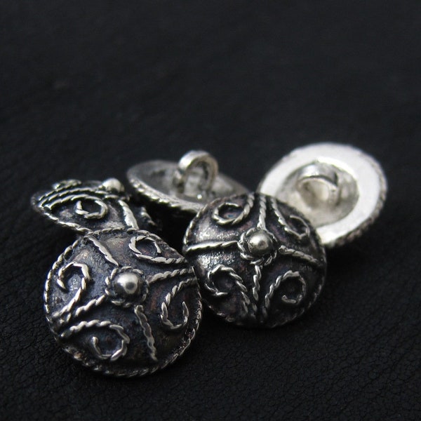 Boutons anglo-saxons médiévaux en argent 925. Reconstitution historique.