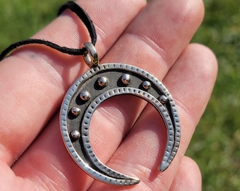 Solid Bronze Lunula Amulet. Slavic Jewelry. Pagan. Moon. Historical Reenactment.