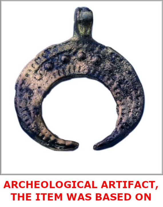 Pagan Historical Reenactment. Bronze Lunula Amulet Slavic Jewelry Moon 