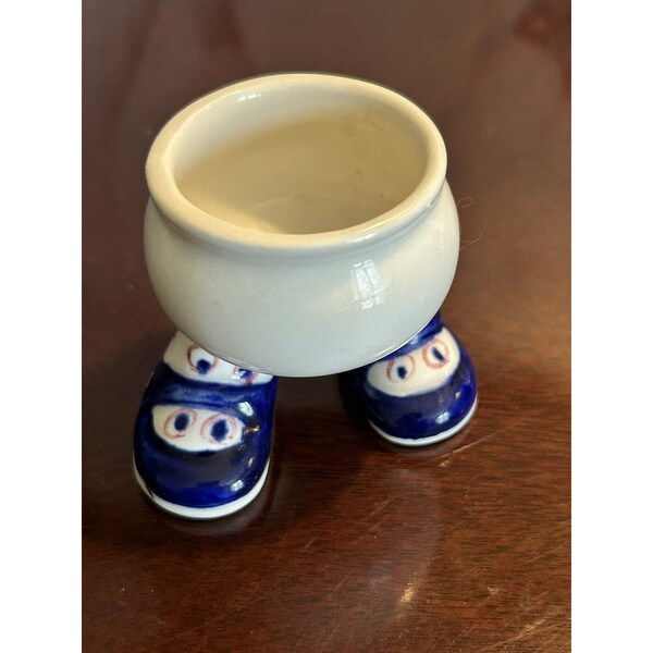 Carlton Ware Walking Egg Cup w Blue Shoes Feet Legs 1970s VTG England Ceramic 3”