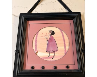 Lámina de P. Buckley Moss “Rachel”, Niña de las Flores, enmarcada y firmada profesionalmente, 45,7 cm (18 pulgadas)