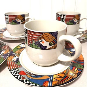 Juego de 4 tazas y platillos vintage Vitromaster Metropolitan de 1991