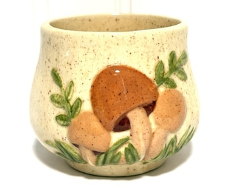 Taza o recipiente Merry Mushroom de cerámica Arnels de 2,5 pulgadas, estilo retro de mediados de siglo.