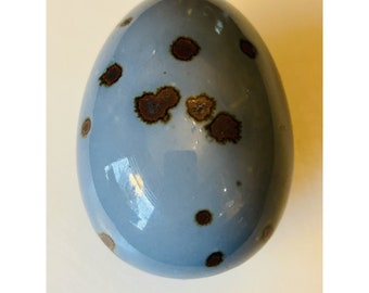 Boîte à bijoux Dansk en céramique mouchetée bleu oeuf, Danemark 10,2 cm