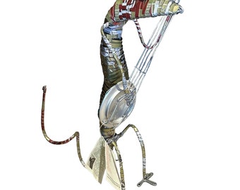 Handgefertigte Metalldose Lizard Banjo Player Südafrika Fair Trade Zinn und Draht