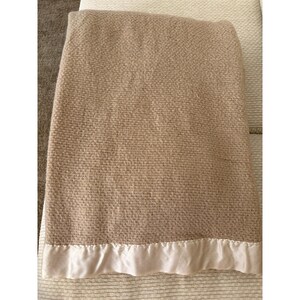 VTG Retro Waffelgewebe Satin Borte Acryl Braun Decke 84x84 Martha Stewart Bild 4