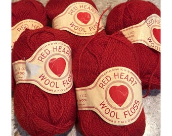 Partia 5 wycofanych z produkcji motków włóczki Chadwick’s Red Heart Virgin Wool Floss Yarn