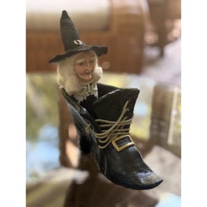 Vtg Vickie Smyers Halloween Witch In Shoe Bethany Lowe 8”