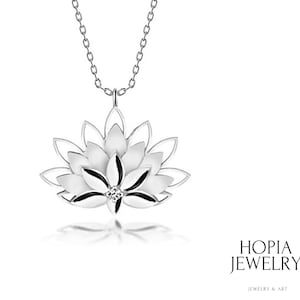 LOTUS NECKLACE, Mother's Day Gift, Present For Grandma, SILVER Lotus Pendant, Lotus Flower Pendant