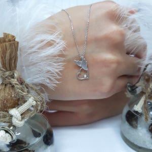 Collar de alas de ángel, gran regalo para el Día de la Madre, corazón de ángel de plata, colgante de ángel, collar de corazón de plata