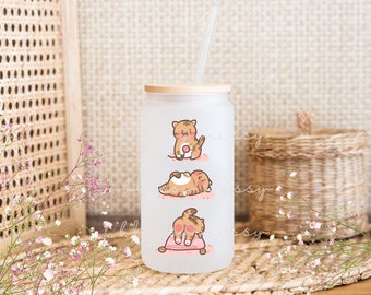 16oz Funny Tiger Frosted Can Glass | Funny Tiger Can Glass |Aesthetic Glass|