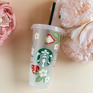 Strawberry Cup | Strawberry Starbucks Cup | Disney Tumbler | Aesthetic Starbucks Cup | Personalized Cup |