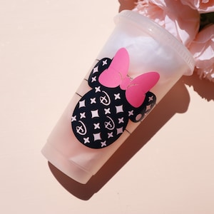 Starbucks Schwarz Rosa Minnie Tasse | Minnie Starbucks Tasse | Minnie Mickey Becher | Ästhetische Starbucks-Tasse | Personalisierte Tasse |