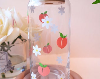 20oz and 16oz Wild daisy Glass |Retro Flower Can Glass |Aesthetic Coffee Glass| Iced Coffee Glass |