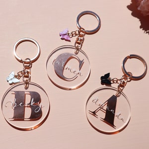 Personalised Initial Butterfly Keyring | Large Initial Keyring | Acrylic Keychain | Letter Keyring | Bridesmaid | Christmas | Gifts For Her