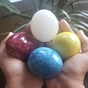 Onyx Eggs Vintage Banded Onyx Colorful Onyx Colorful Eggs Easter Eggs Blue Eggs Red Eggs Yellow Eggs White Eggs Mini Eggs image 1