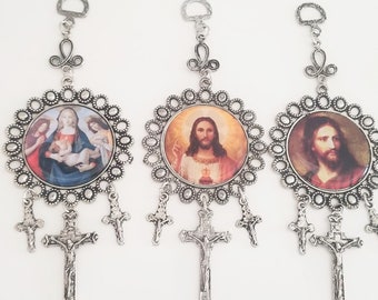 Jesus Wall Hanging | Mary Wall Hanging | Easter Gift| Jesus Christ | Crucifix | Evil Eye Metal Ornament | Evil Eye Hanging Decor