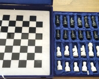 Onyx Chess Set 8" 12" 15"| Marble Chess Set | Queen's Gambit Handmade 15" | Onyx Chess Board | White & Black | Green Onyx | Stone Chess Set