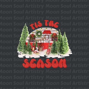 Christmas Tis The Season Camper Van PNG, Retro Christmas Png, Sublimation Design, Christmas Shirt Design, Digital Download