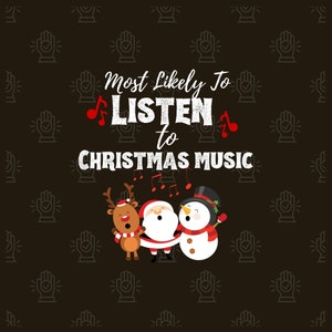 Most likely to listen to Christmas music PNG, Retro Christmas Png, Sublimation Design, Christmas Shirt Design, Digital Download