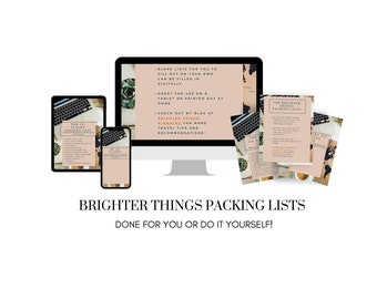 Brighter Things Packing Lists | EDITABLE | PRINTABLE | Packing Checklist | Packing List Downloads | Packing Fillable PDF | Digital Download