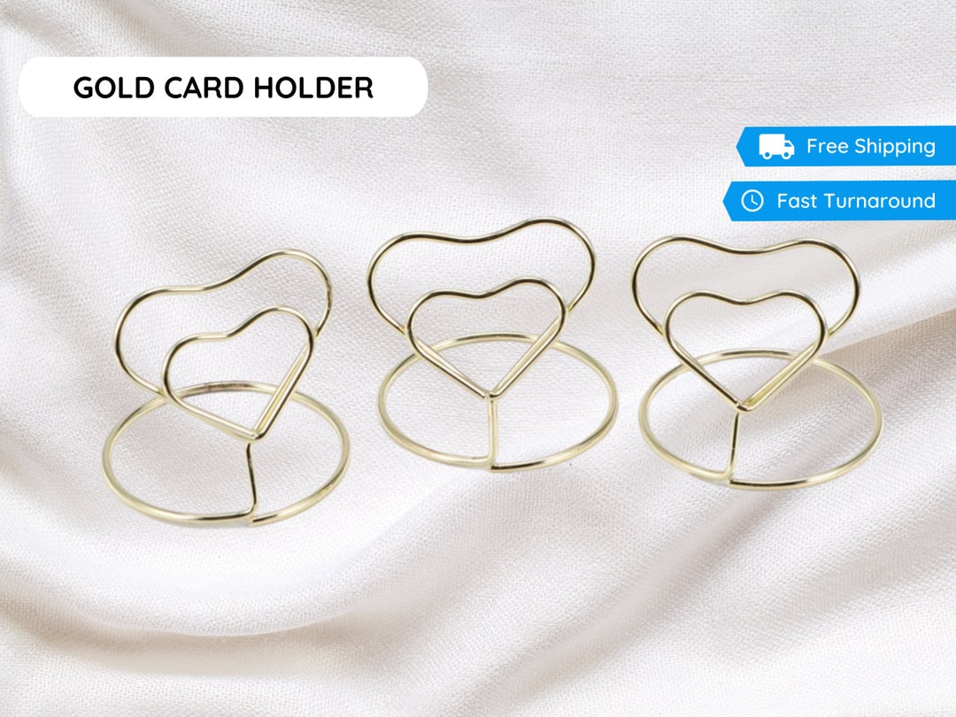 Gold Heart Shape Place Card Holdersplace Memo Holderwire Etsy