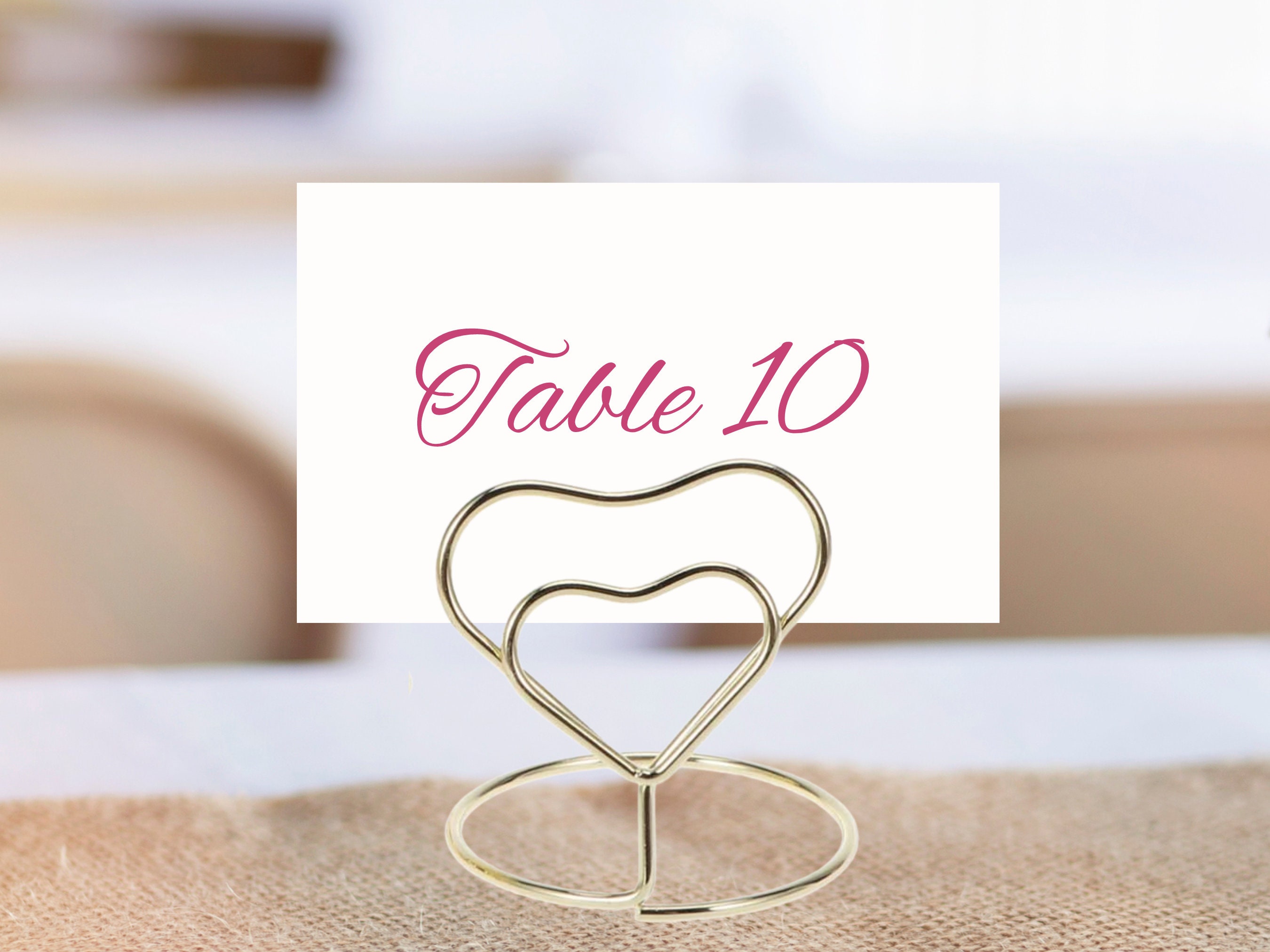 Gold Heart Shape Place Card Holdersplace Memo Holderwire Etsy