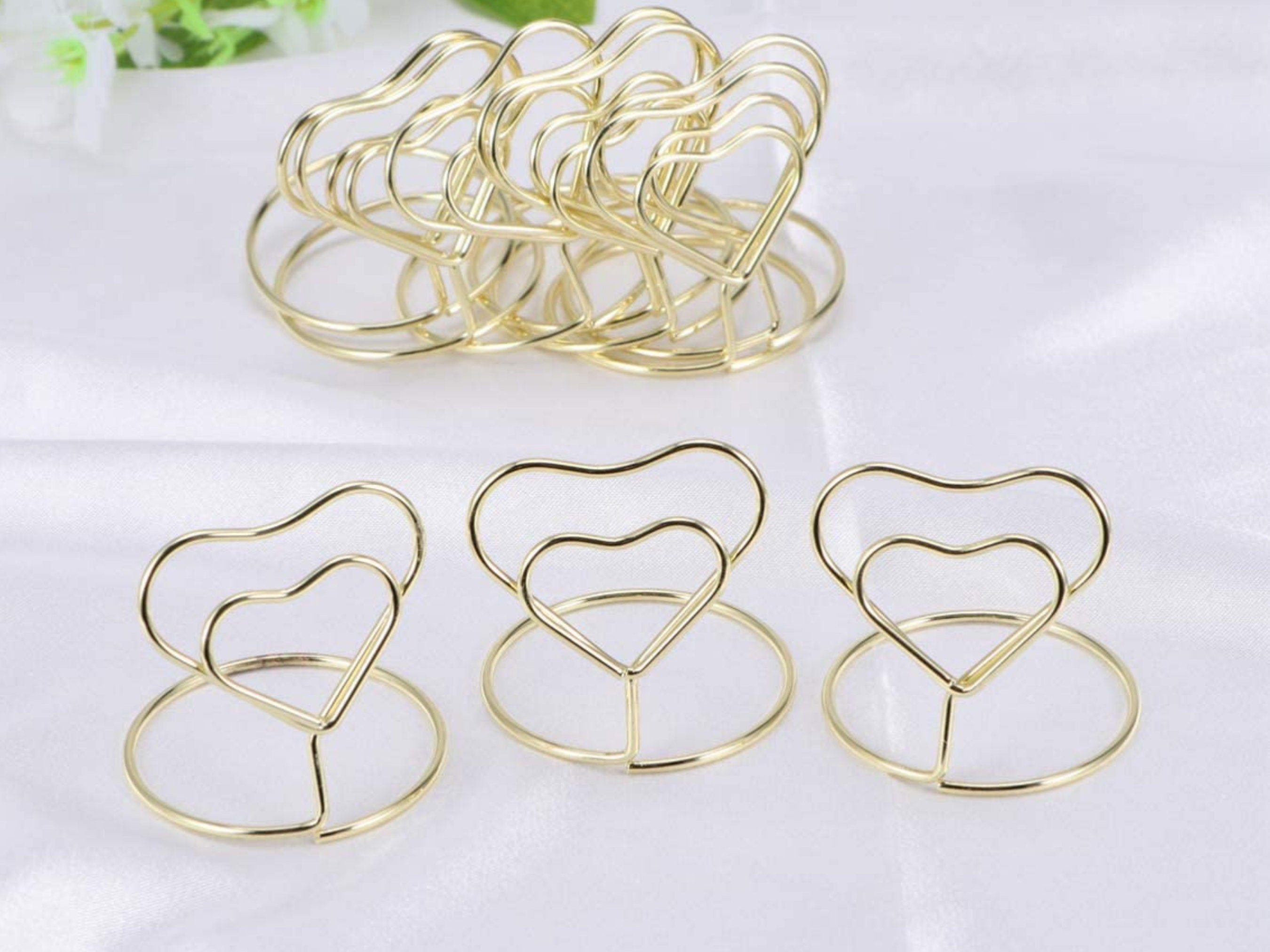 Gold Heart Shape Place Card Holdersplace Memo Holderwire Etsy