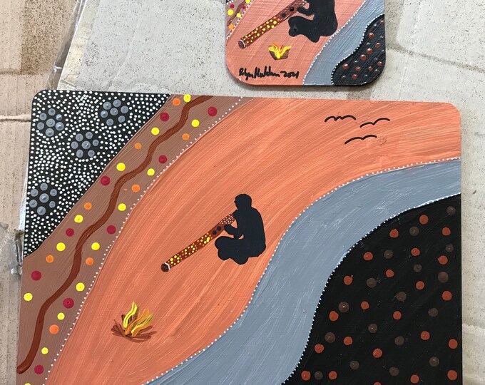 Aboriginal Placemats and Coastersman Playing Didgeridoo Etsy
