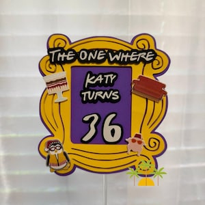 3D Friends Inspired Cake Topper, Yellow Frame Friends, The One where birthday cake topper, party decoration, birthday cake topper, cake