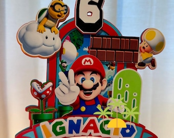 3D Mario Cake  Brothers Birthday Cake Topper, Personalized Super, Mario & Luigi Party Decoration, Cake topper, Custom Birthday Cake Topper