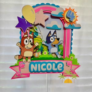 Adorno para tarta inspirado en perro azul 3D, adorno para tarta azul, adorno para tarta de perrito azul, adorno para tarta de cumpleaños, decoración de fiesta, adorno para tarta de cumpleaños, tarta